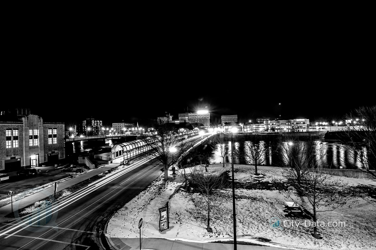 Iowa downtown in black and white