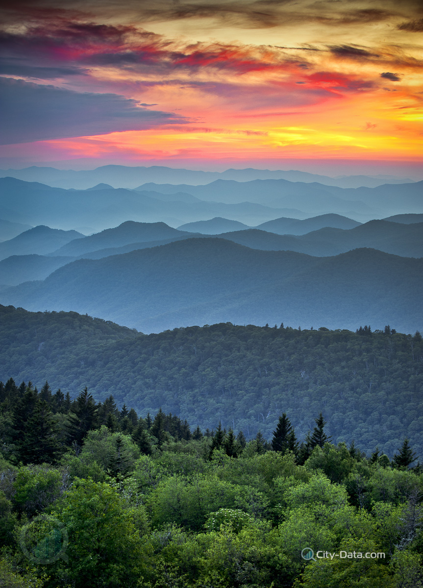 Appalachian mountains ridges sunset