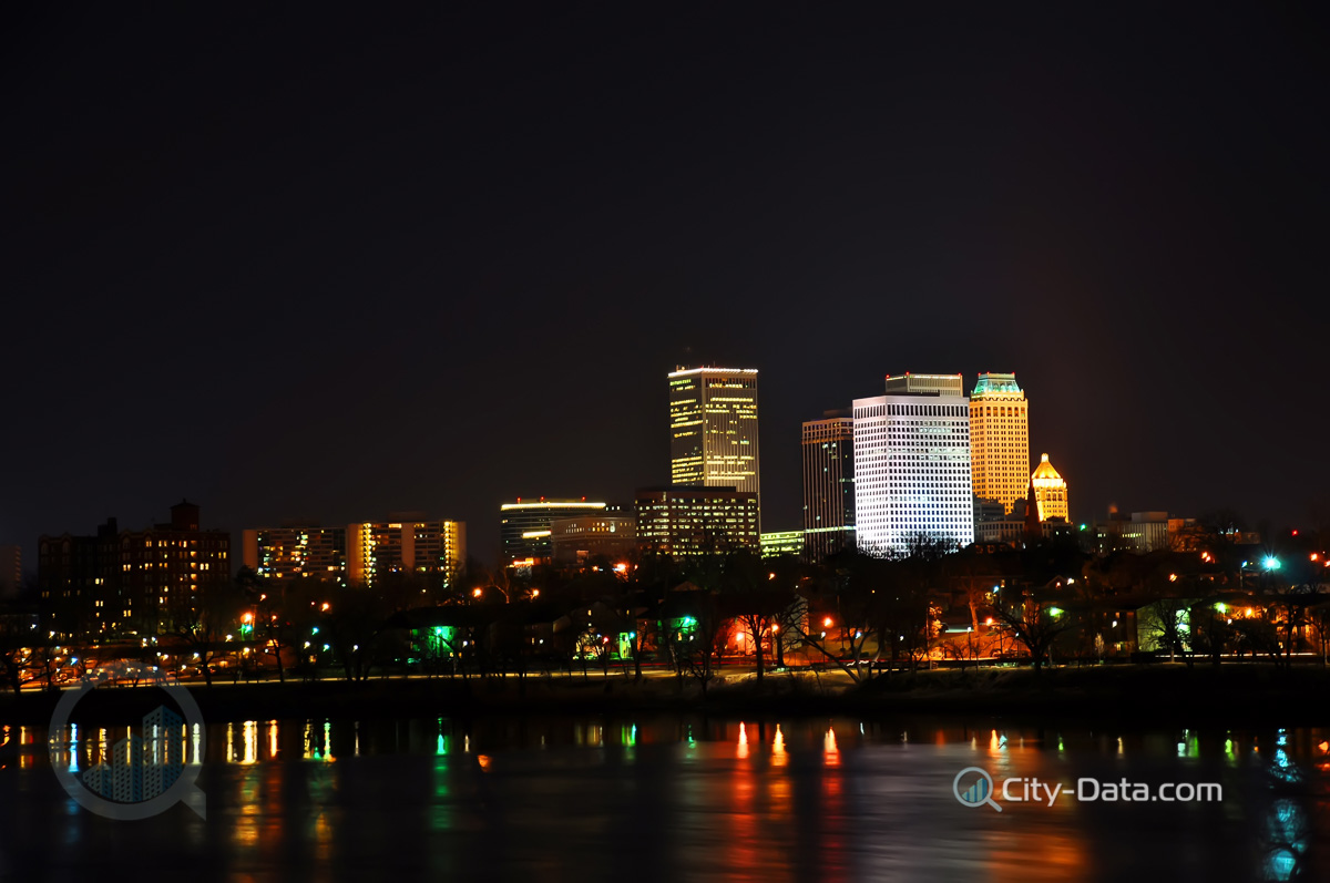 Tulsa city skyline at night