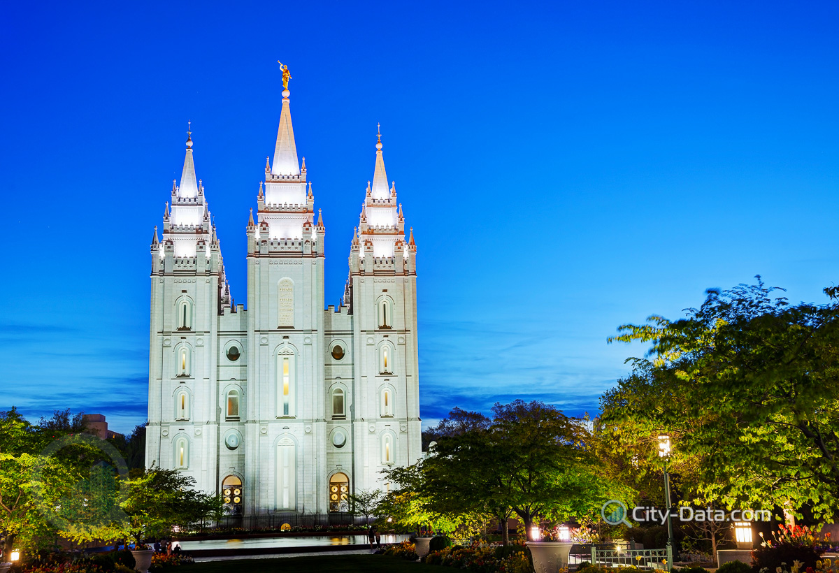 Mormons' temple in the night