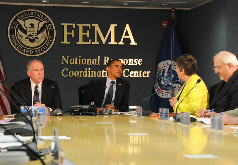 Washington: President Obama visits FEMA headquarters to attend a meeting...
