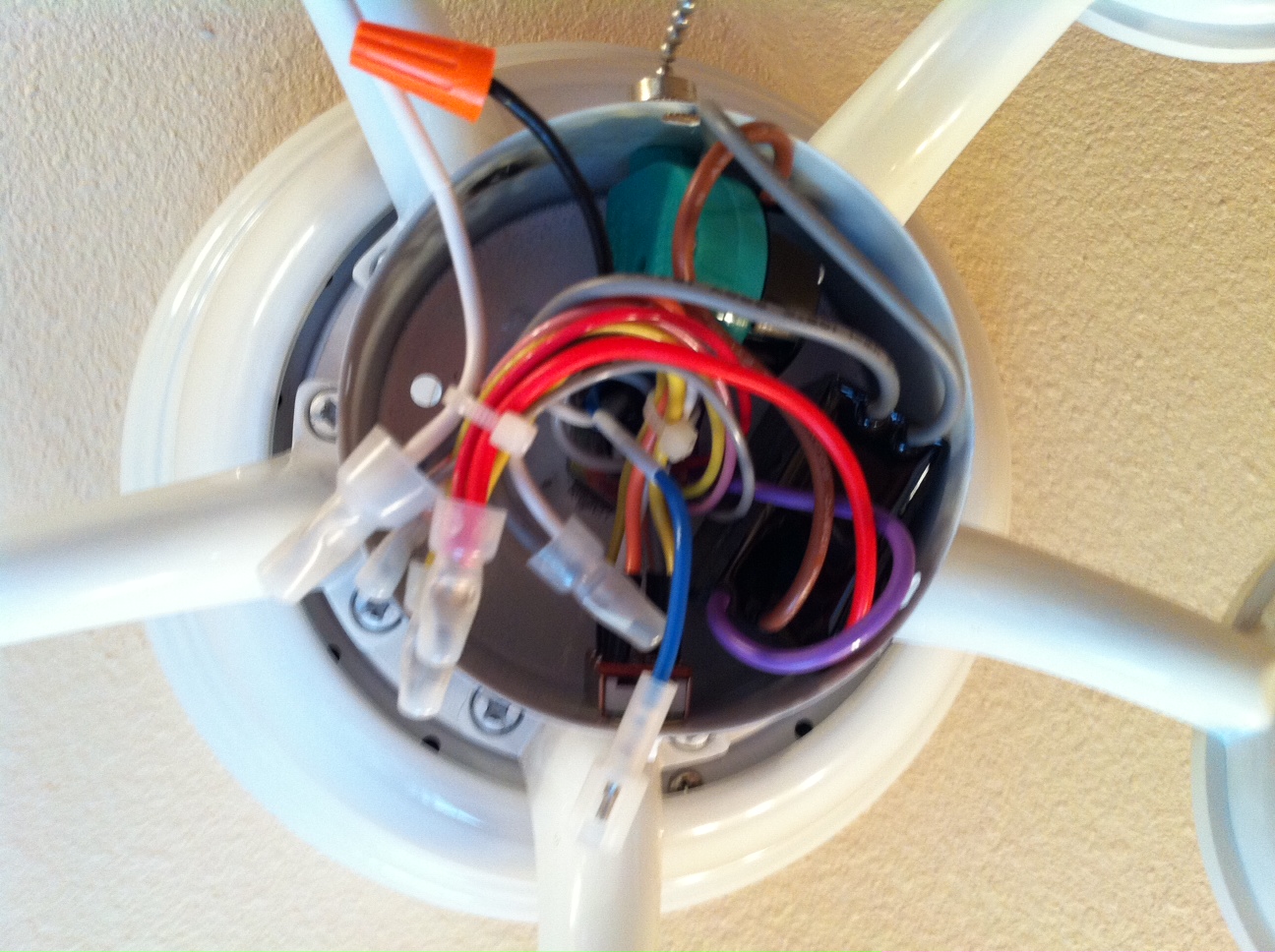 wiring a ceiling fan with light red wire