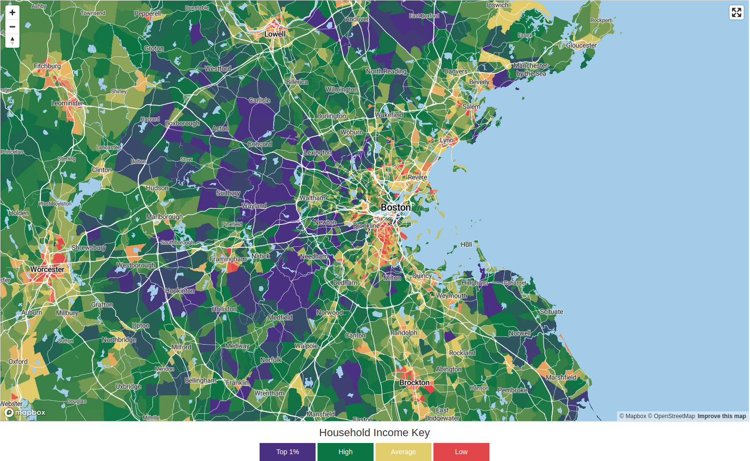 household map of Boston area (Cambridge, Lynn fit in, 2014, how